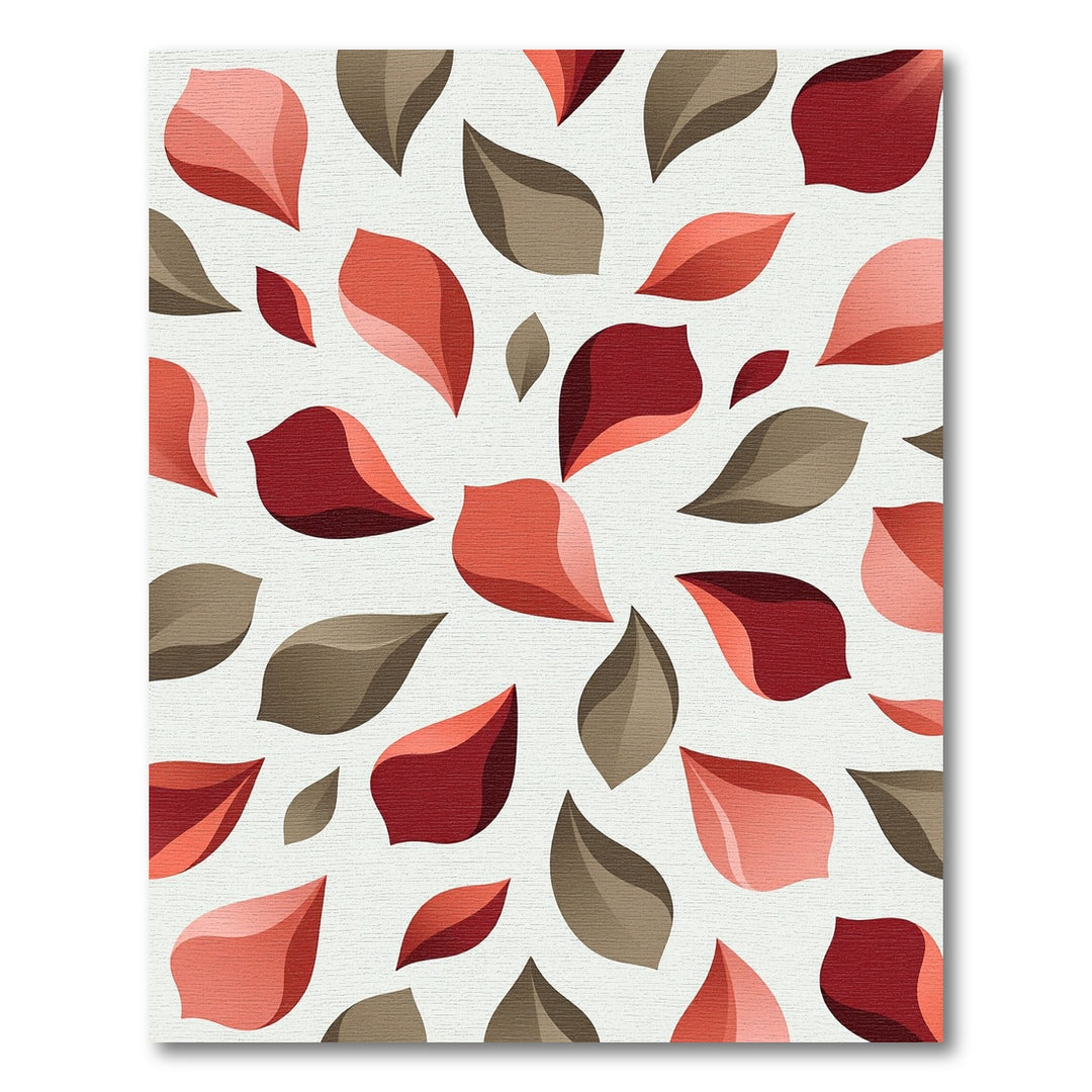 Gradient Leaf Arrangement Red Tones Rug