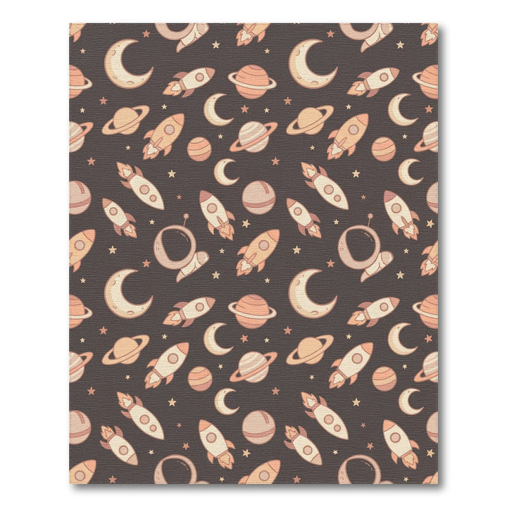 Cute Space Moon Rockets And Planets Rug