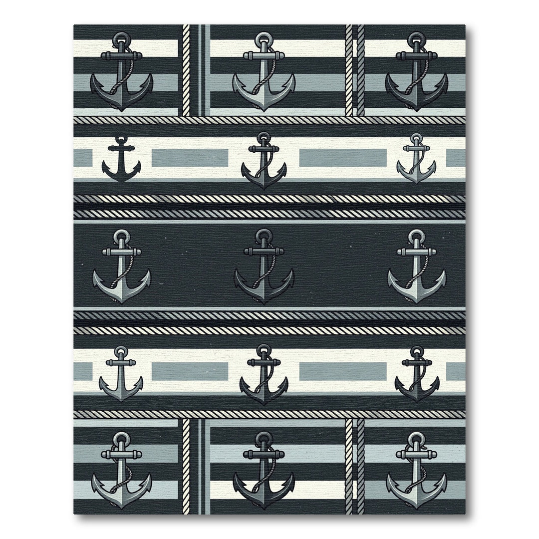 Nautical Anchor Stripe Cool Tone Rug