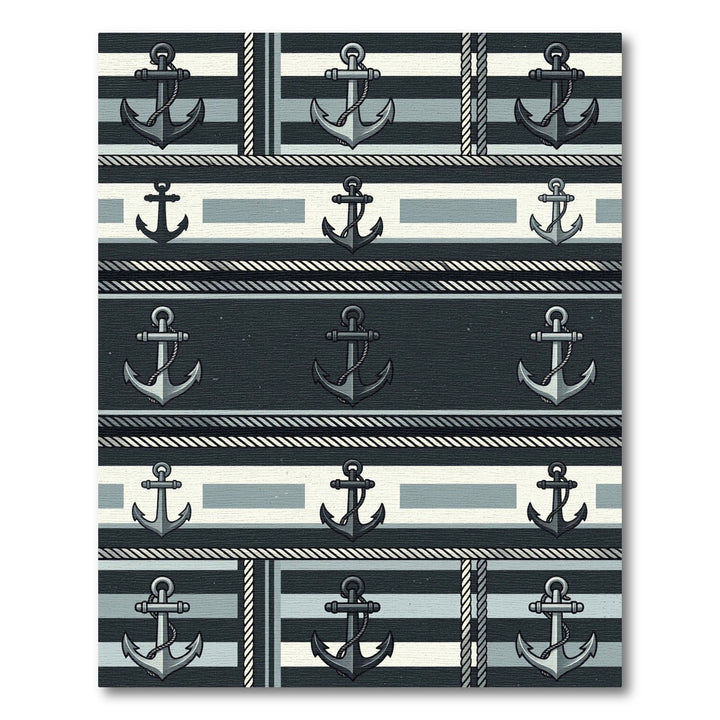 Nautical Anchor Stripe Cool Tone Rug