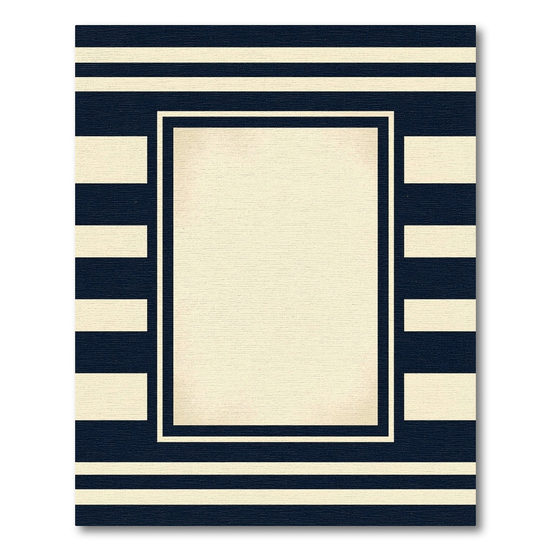 Navy Cream Geometric Stripe Panel Rug