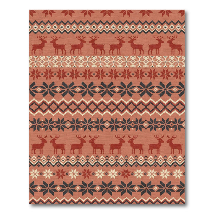 Rustic Red Deer Snowflake Nordic Rug