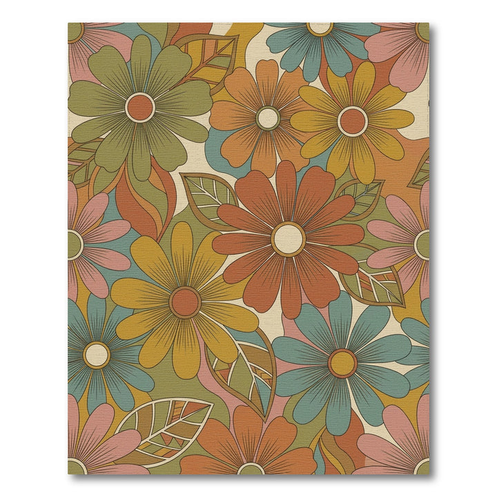 Retro Floral Garden Medallion Rug