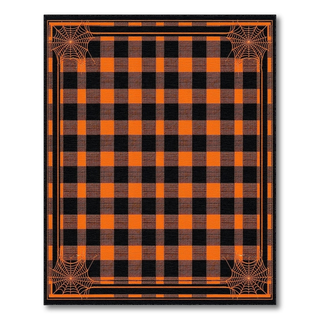 Orange Buffalo Check Spider Web Area Rug