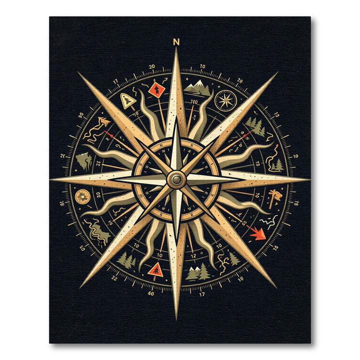 Vintage Compass Nautical Explorer Rug