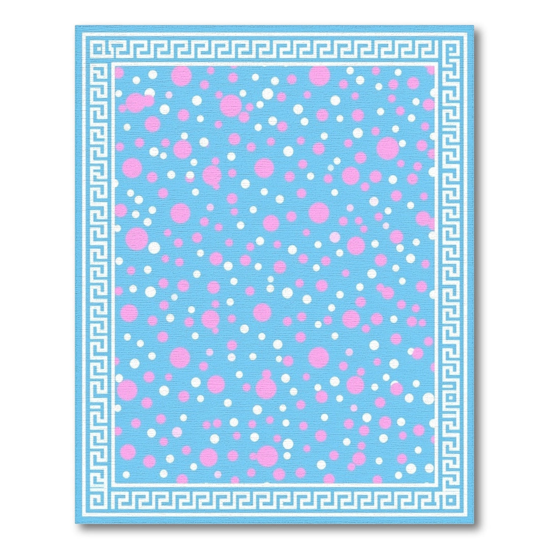 Blue Polka Dot Greek Key Area Rug