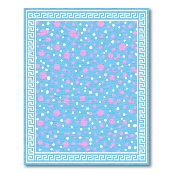Blue Polka Dot Greek Key Area Rug