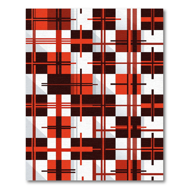 Bold Red Black White Plaid Grid Rug