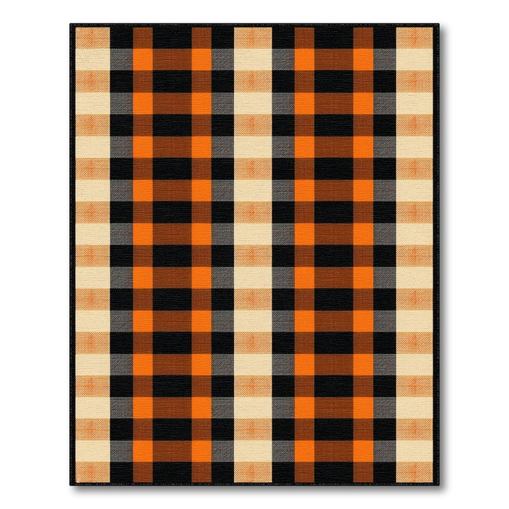 Orange Checkered Plaid Area Rug