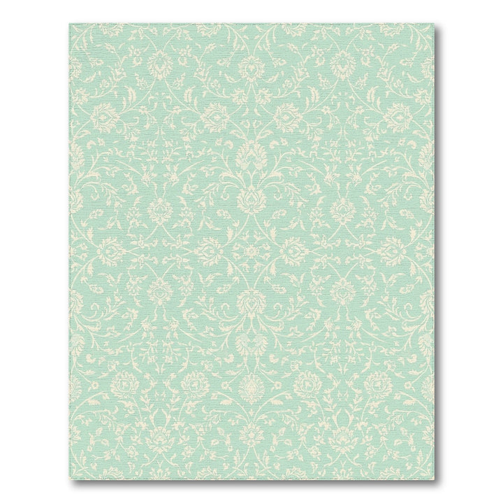 Vintage Mint White Floral Vines Rug
