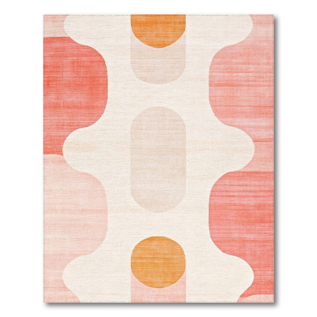 Pink Geometric Wave Geometric Modern Area Rug