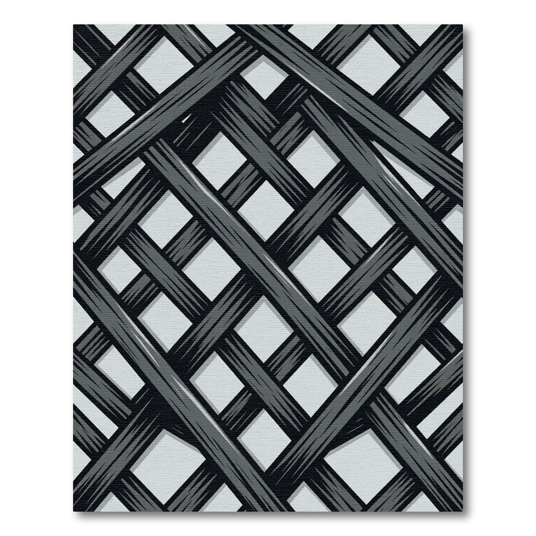 Gray Interwoven Geometric Lattice Rug