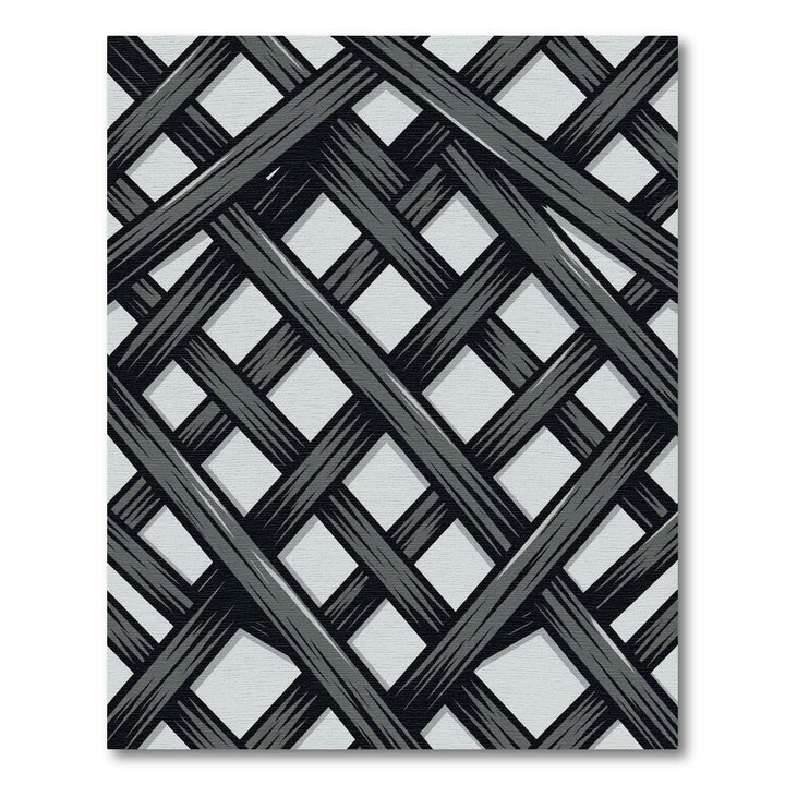 Gray Interwoven Geometric Lattice Rug