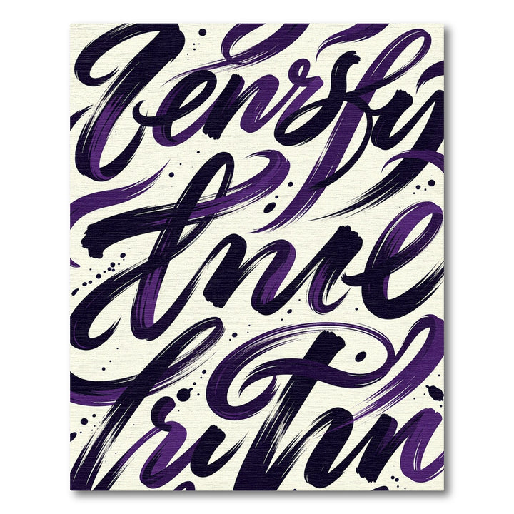 Deep Purple Brushstroke Script Waves Rug
