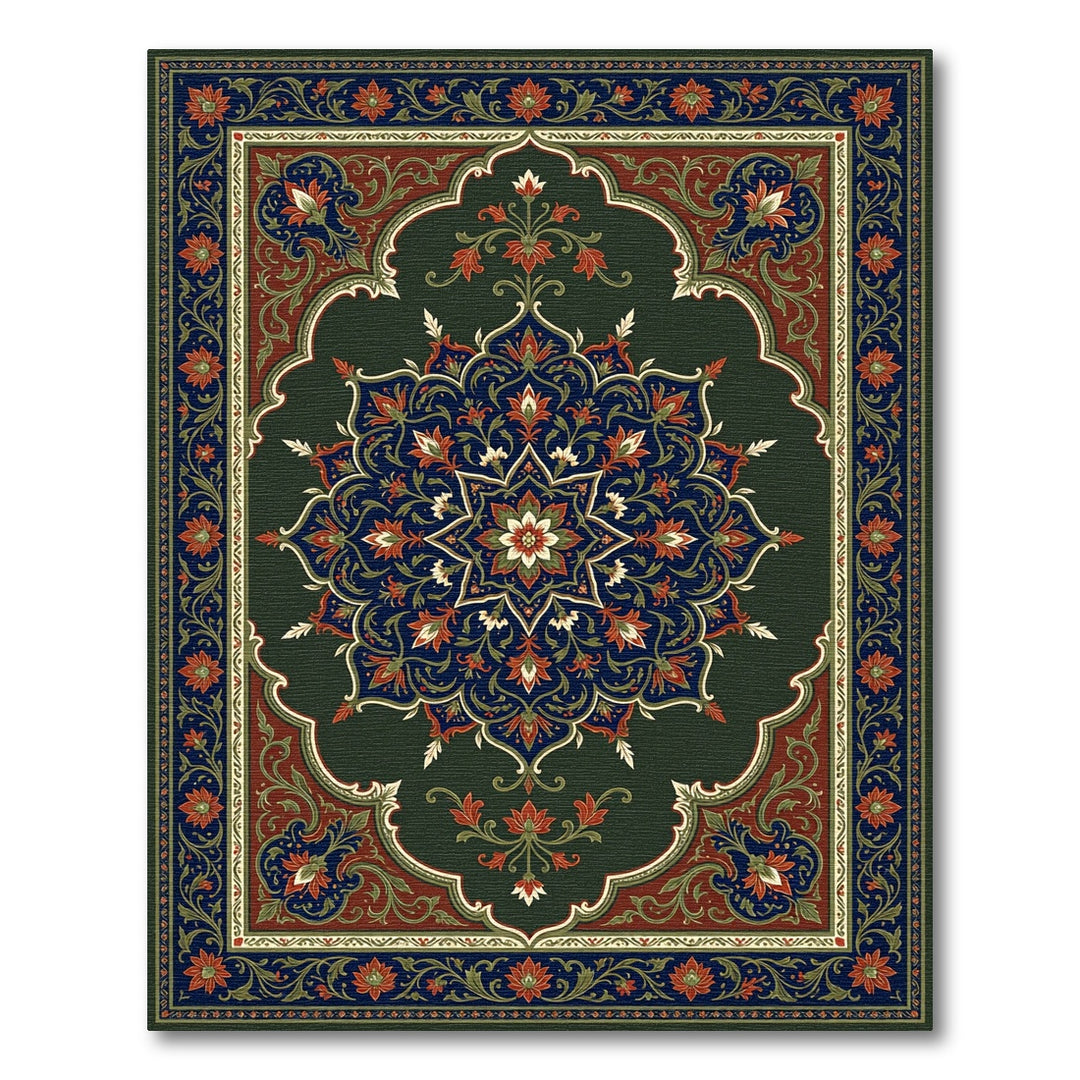 Emerald Mandala Floral Arch Rug