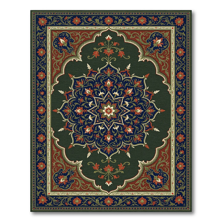 Emerald Mandala Floral Arch Rug