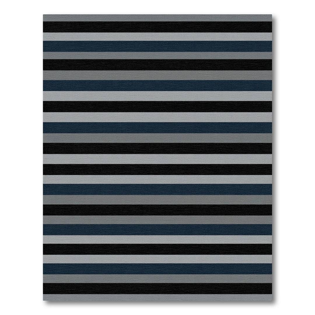 Classic Navy Gray Black Stripe Rug