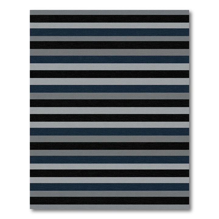 Classic Navy Gray Black Stripe Rug