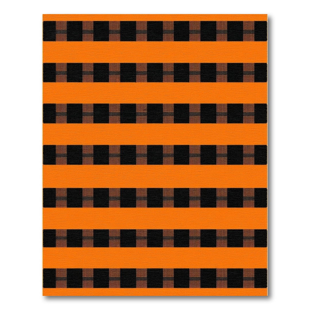 Orange Black Checkered Stripe Area Rug