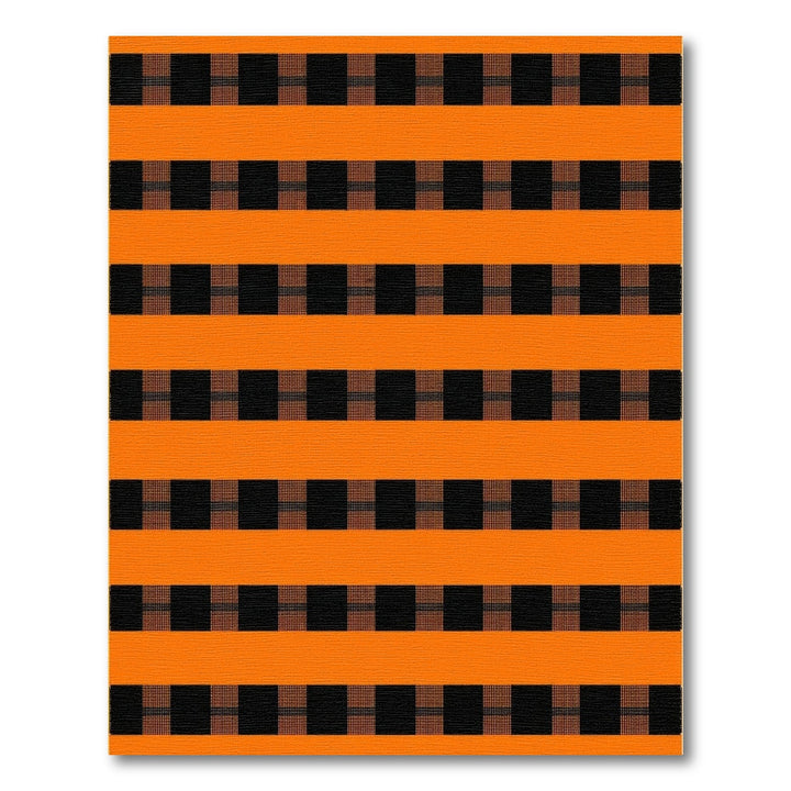 Orange Black Checkered Stripe Area Rug
