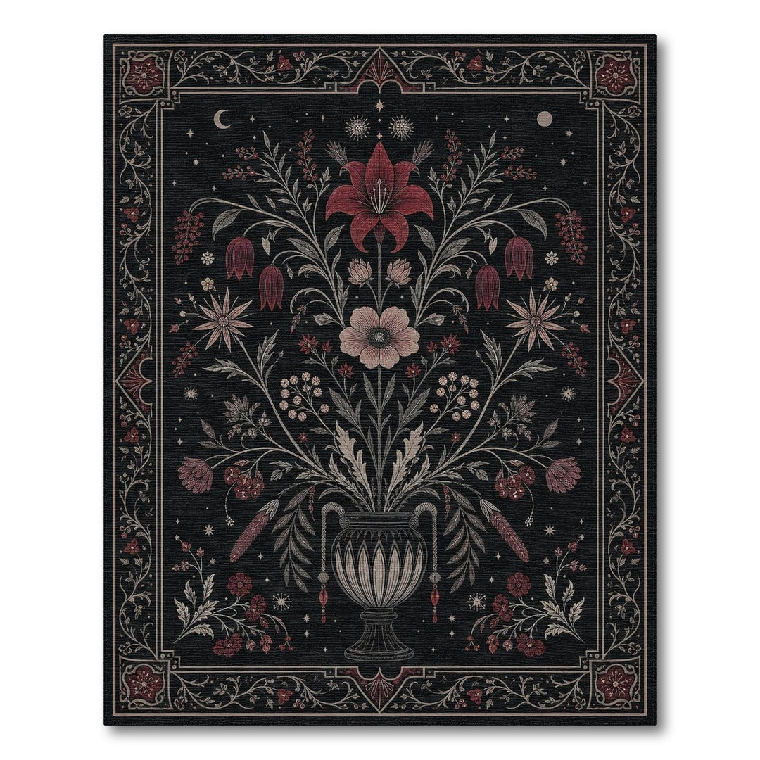 Midnight Floral Urn Area Rug