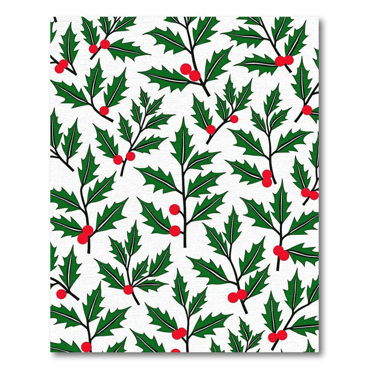 Festive Green Red Holly Sprig Rug