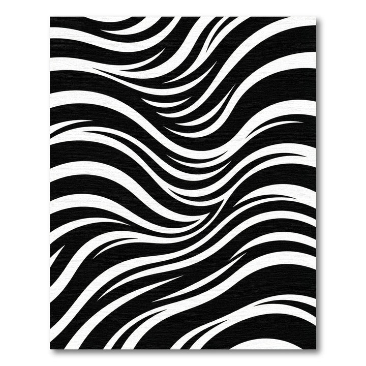 Flowing Black White Organic Stripes Rug