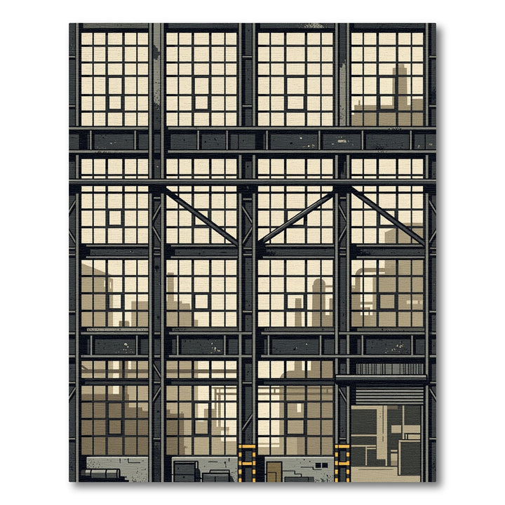 Industrial Windowpane Cityscape Vista Rug
