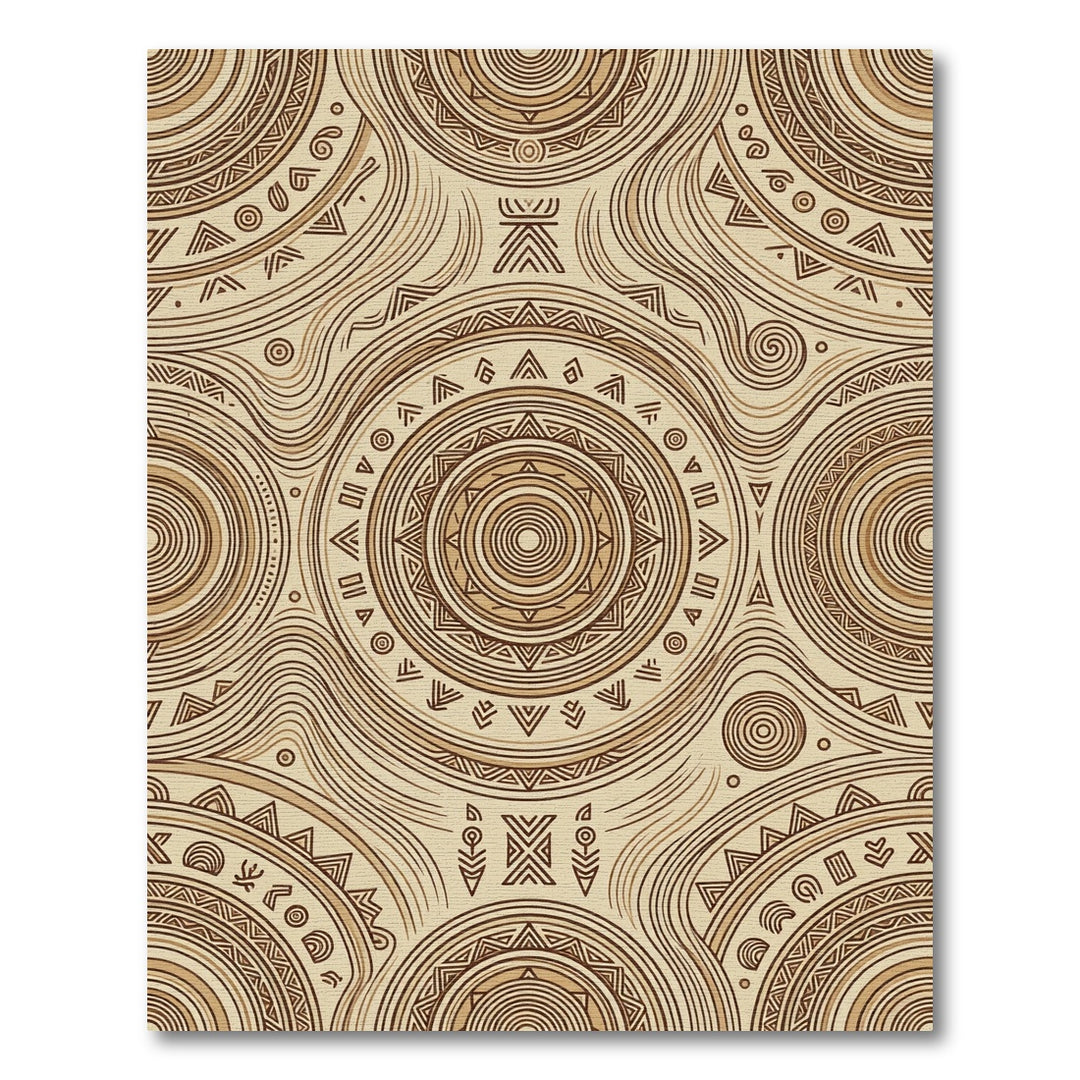 Earthy Tan Tribal Circles Rug