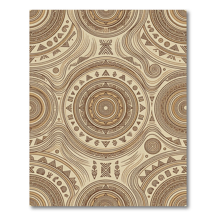 Earthy Tan Tribal Circles Rug