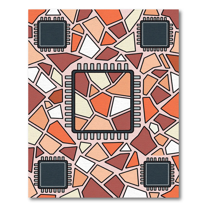 Warm Geometric Chip Mosaic Rug