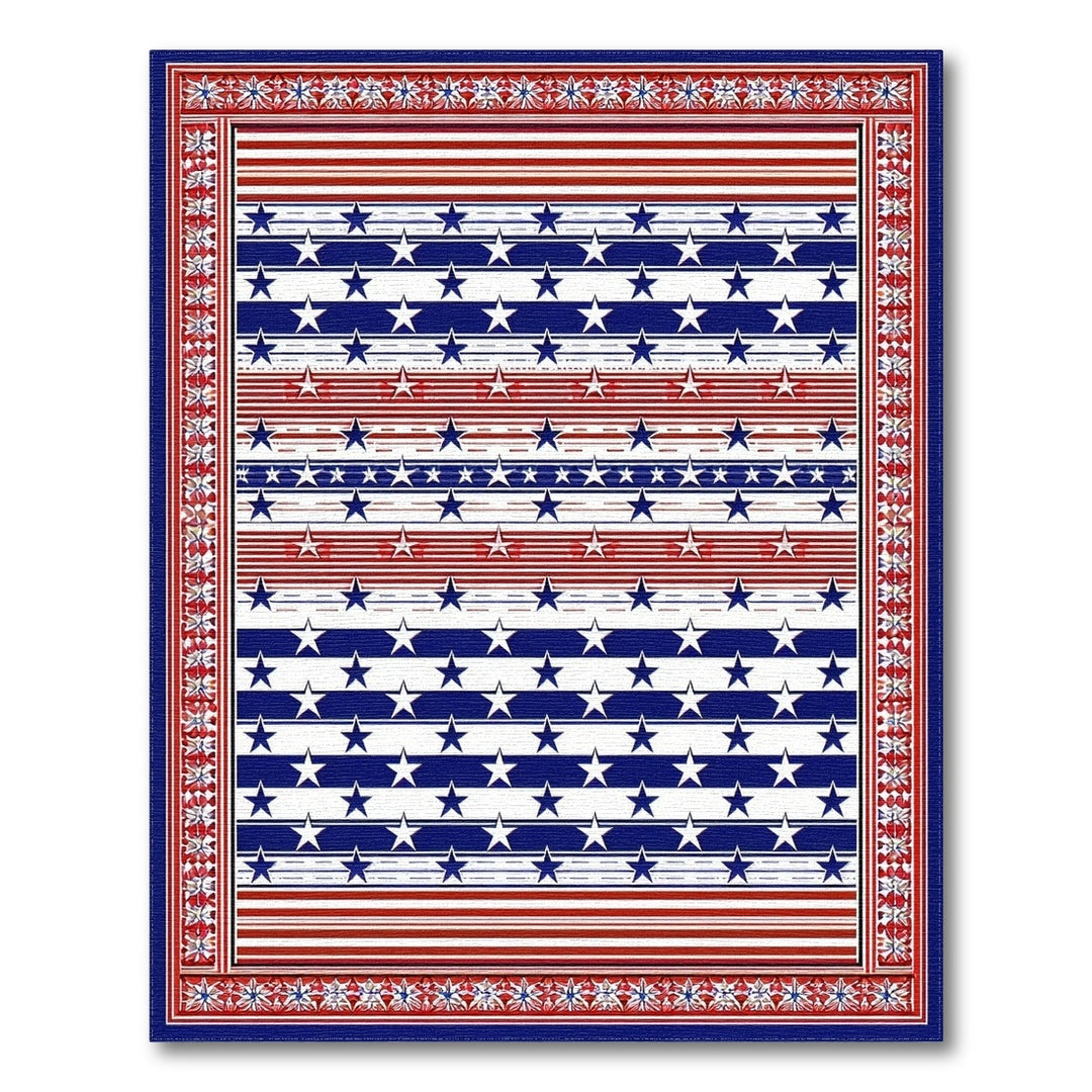 Multi-color and Patterns Patriotic Stars and Stripes Washable Area Rug