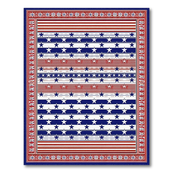 Multi-color and Patterns Patriotic Stars and Stripes Washable Area Rug