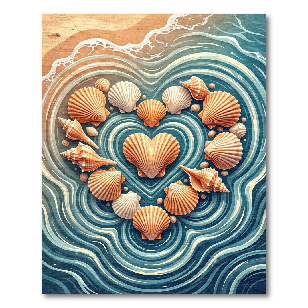 Heart Of Shells Ocean Waves Rug
