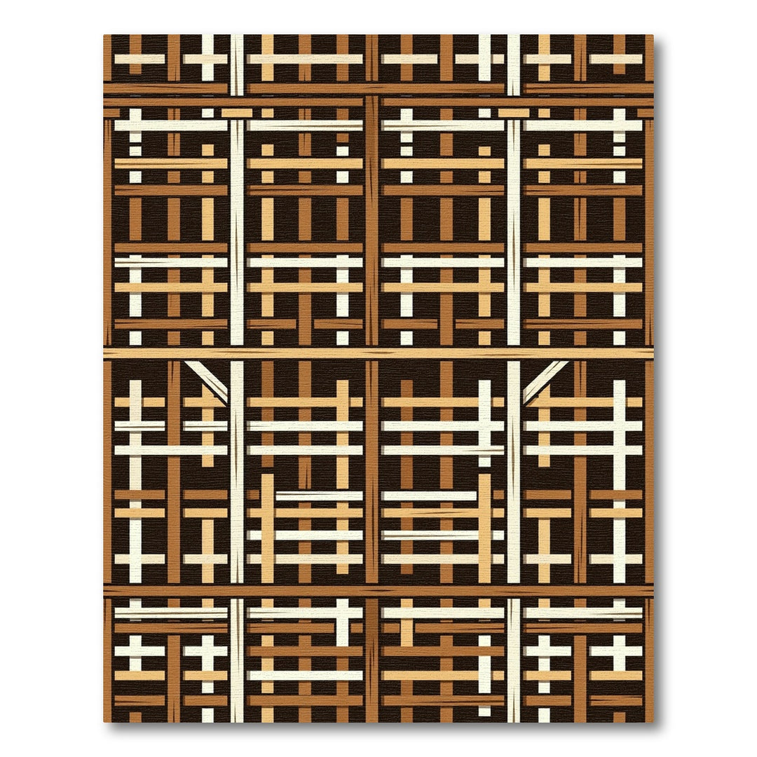 Brown Birch Wood Lattice Weave Rug