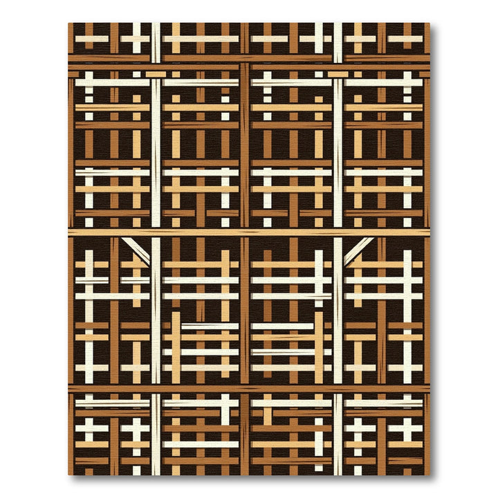 Brown Birch Wood Lattice Weave Rug