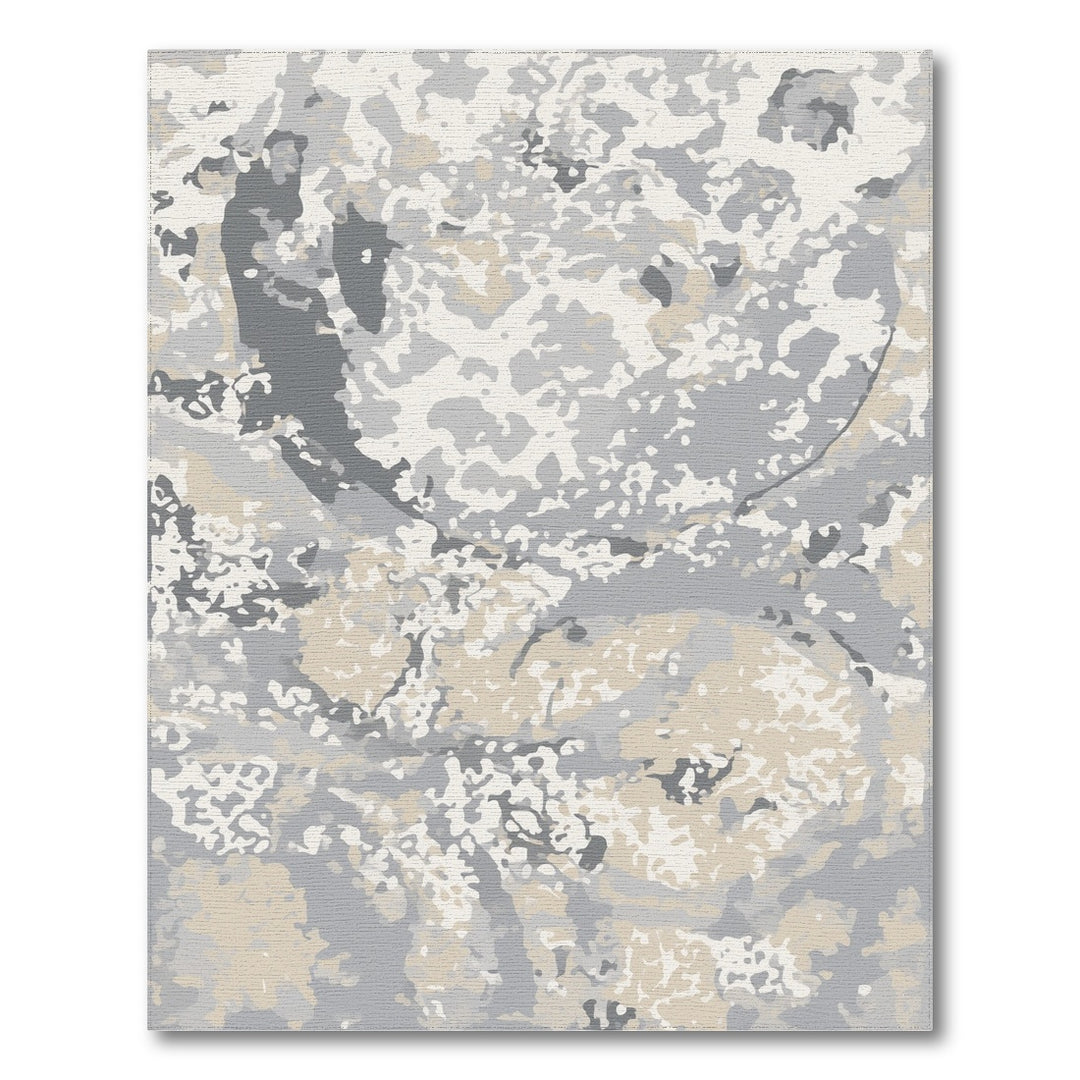 Grey Abstract Washable Area Rug