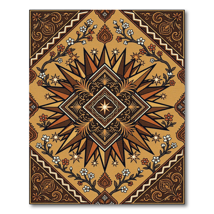 Earthy Brown Medallion Floral Scatter Rug