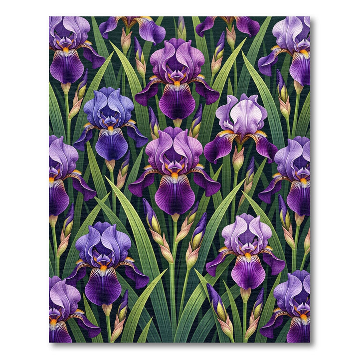 Purple Iris Floral Garden Rug