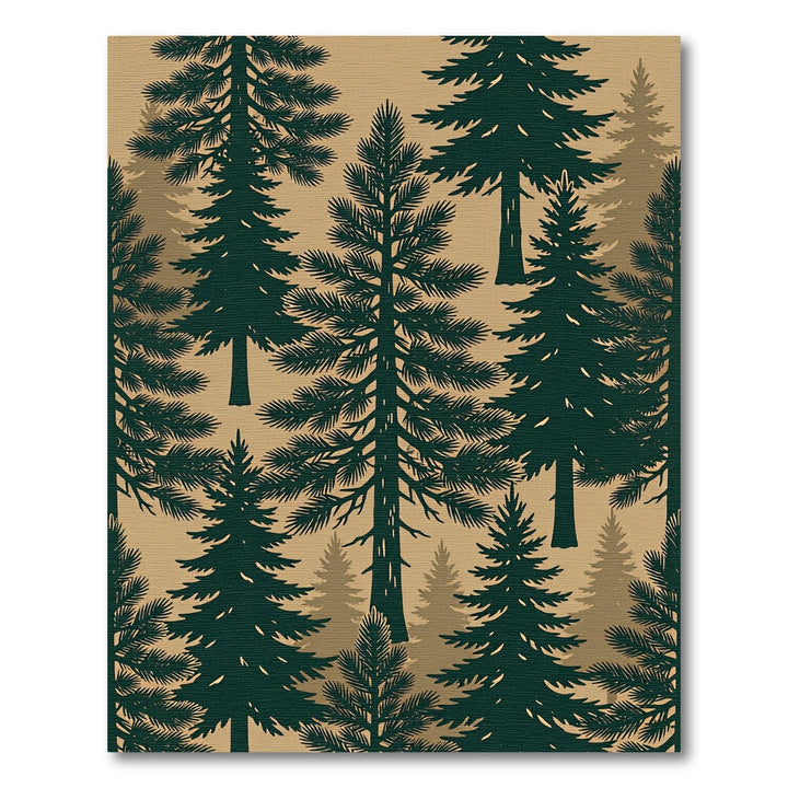 Dark Pine Forest Silhouette Rug