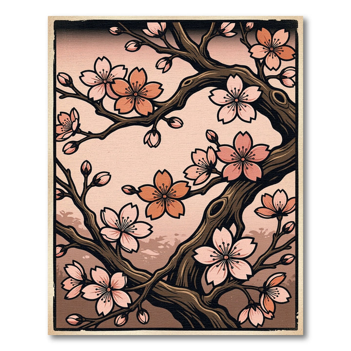 Pink Cherry Blossom Branch Artwork Rug