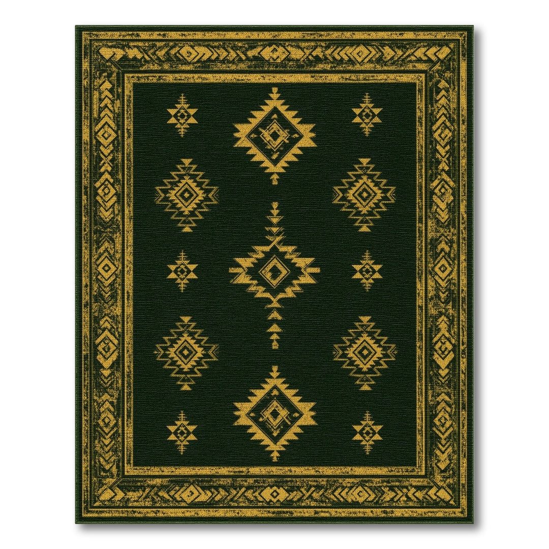ODIKA Green Gold Tribal Area Rug