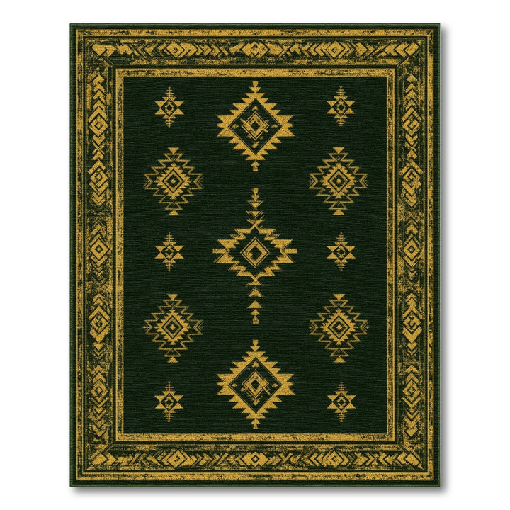 ODIKA Green Gold Tribal Area Rug