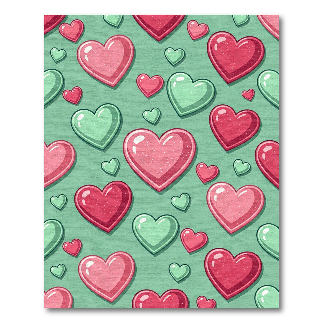 Cute Pink Mint Heart Collection Rug