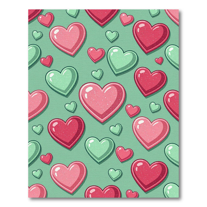 Cute Pink Mint Heart Collection Rug