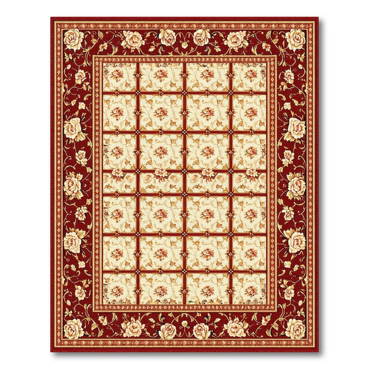 Red Vintage Floral Rose Area Rug