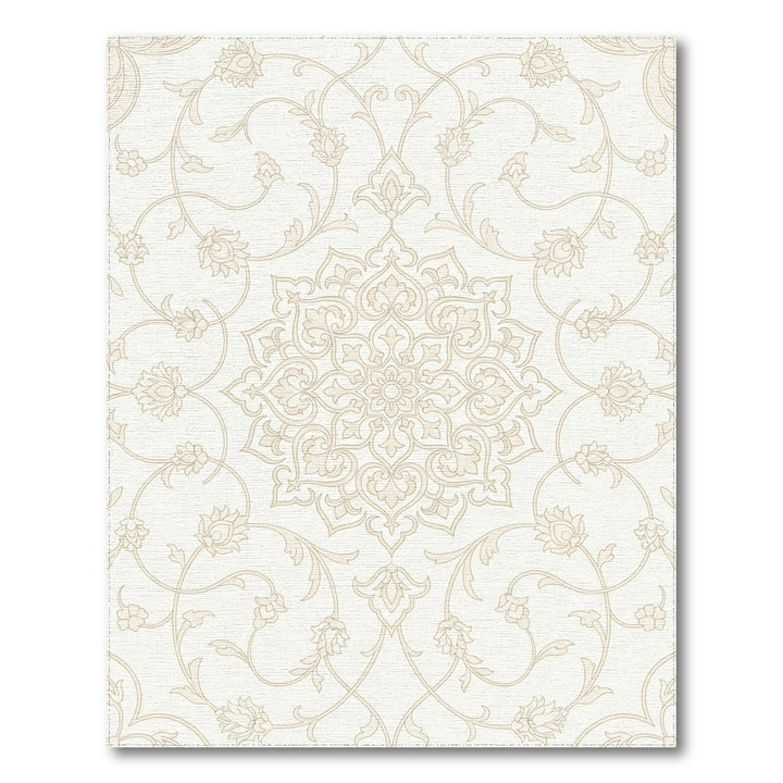 Cream Floral Medallion Arabesque Rug