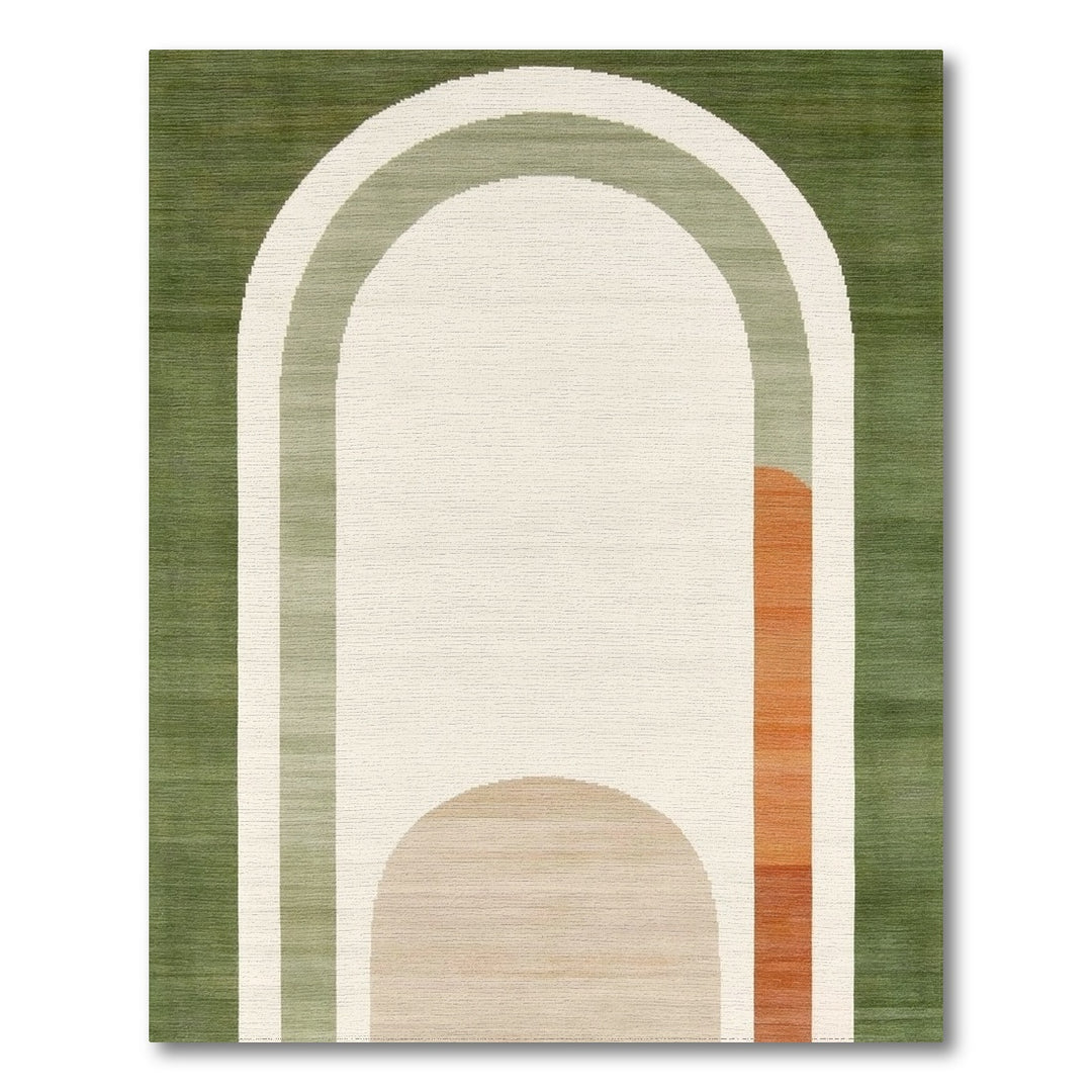 Green Geometric Arch Area Rug