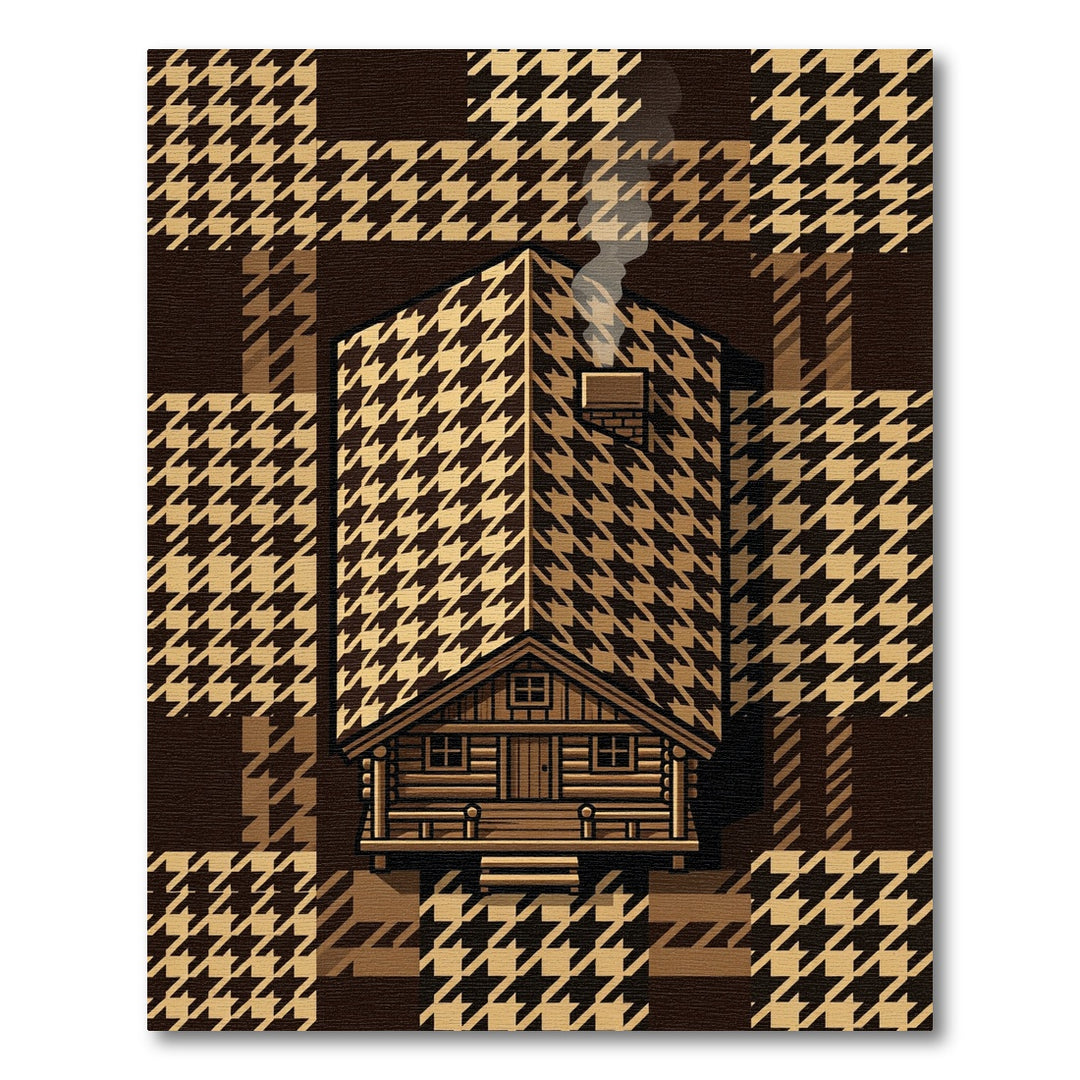 Cozy Houndstooth Cabin Smoke Rug