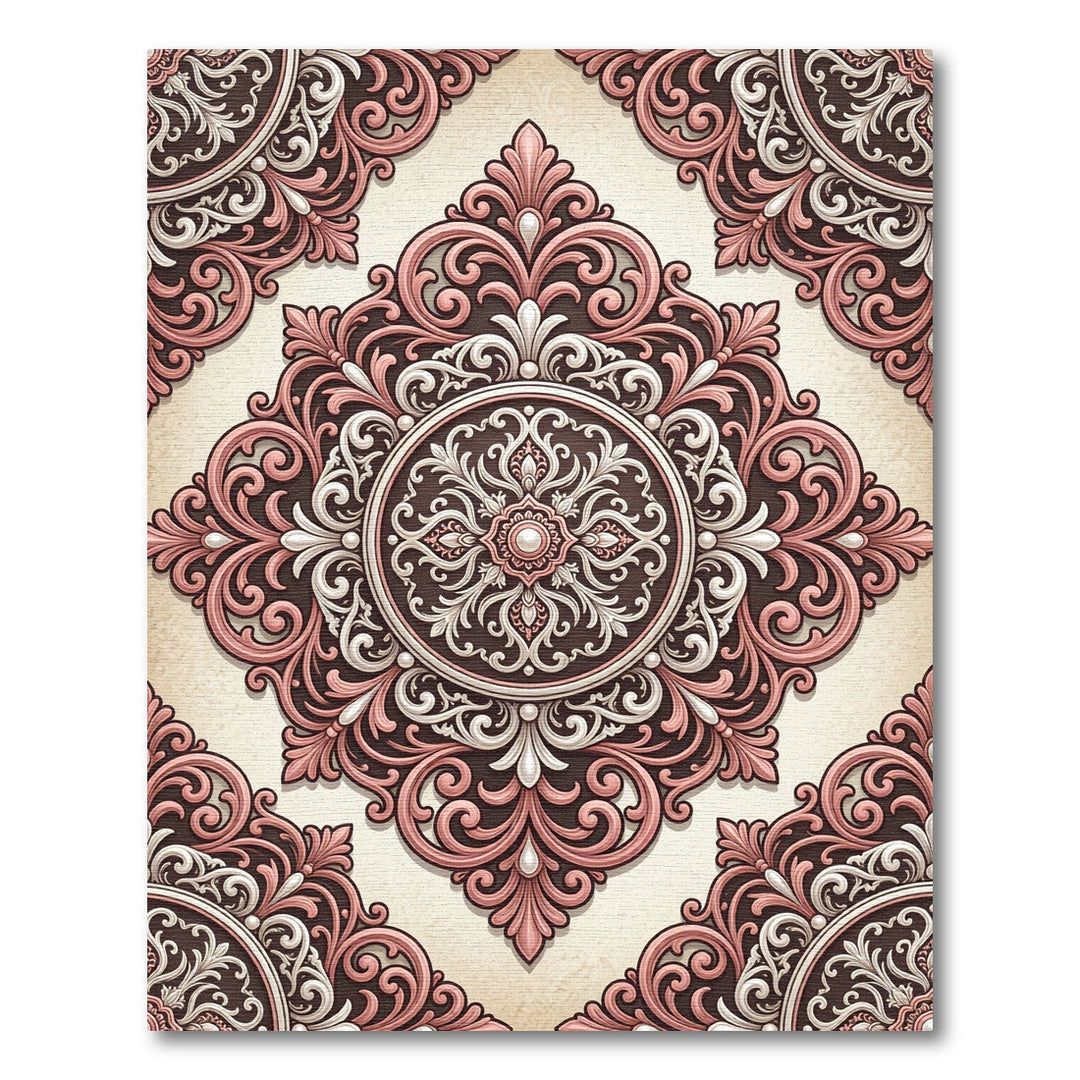 Rosette Pink Baroque Medallion Rug